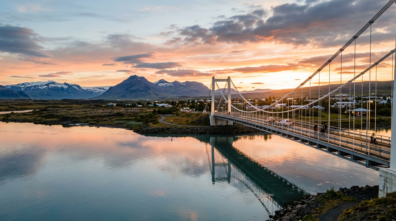 Ölfusárbrú og Selfoss